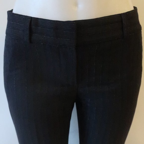 WOMENS THEORY CHARCOAL BLACK PINSTRIPE FLAT FRONT WOOL BLEND PANTS 2 * COLOR: CH - Picture 5 of 9